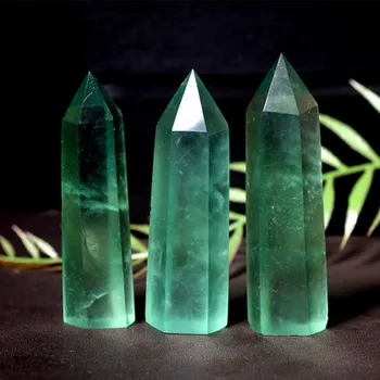 

3pcs NATURAL Green Fluorite QUARTZ CRYSTAL WAND POINT HEALING