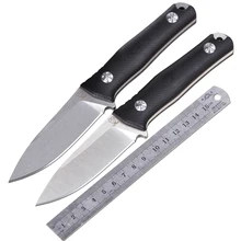 SUPER Fixed Knife 60HRC D2 Blade Black G10 Handle Leather Sheath Outdoor Hunting Knives Tactical Utility Survival Gift EDC Tool