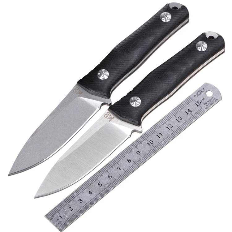 Дешевый Супер фиксированной Ножи 60HRC D2 лезвие черный G10 ручка Кожаная оплетка открытый охотничьи ножи тактические утилита выживания подарок EDC инст...