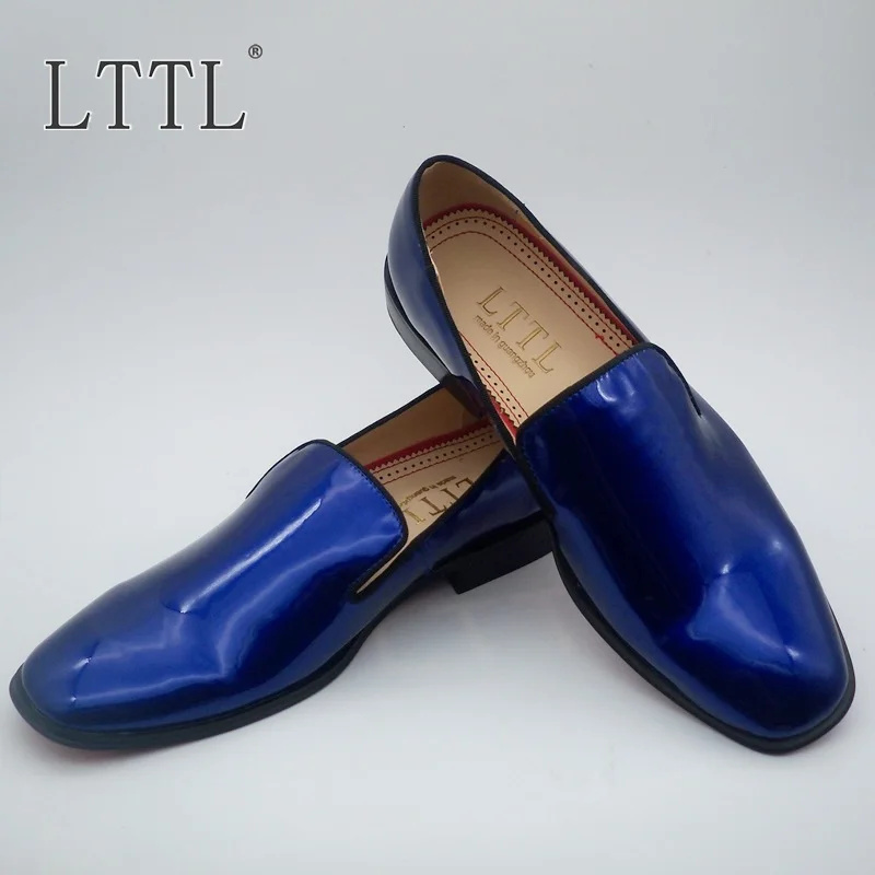 LTTL Royal Blue Patent Leather Loafers New Arrival Men Party And Prom ...