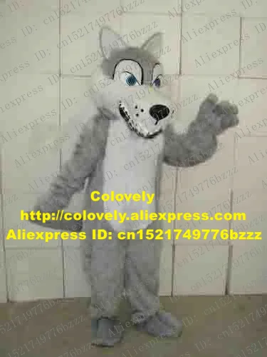 Яркий серый костюм-талисман в виде волка койота Mascotte плюшевое платье с большими
