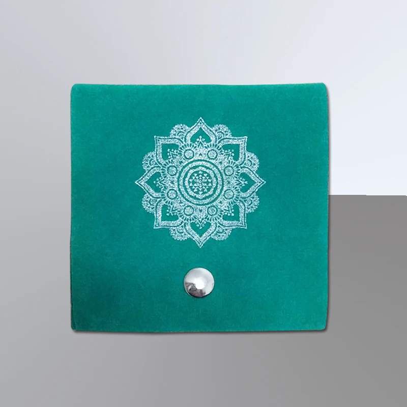 

9*9cm Envelop Snap Button Suede Flap Jewelry Pouch With Custom Logo