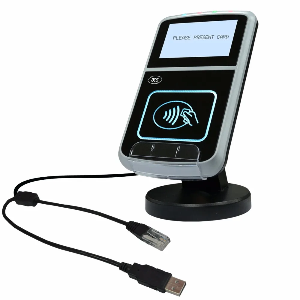 ^Cheap Yongkaida RS232 Interface+RJ45 connector ACR123 EMV RFID Contactless Smart Card Reader with LCD display