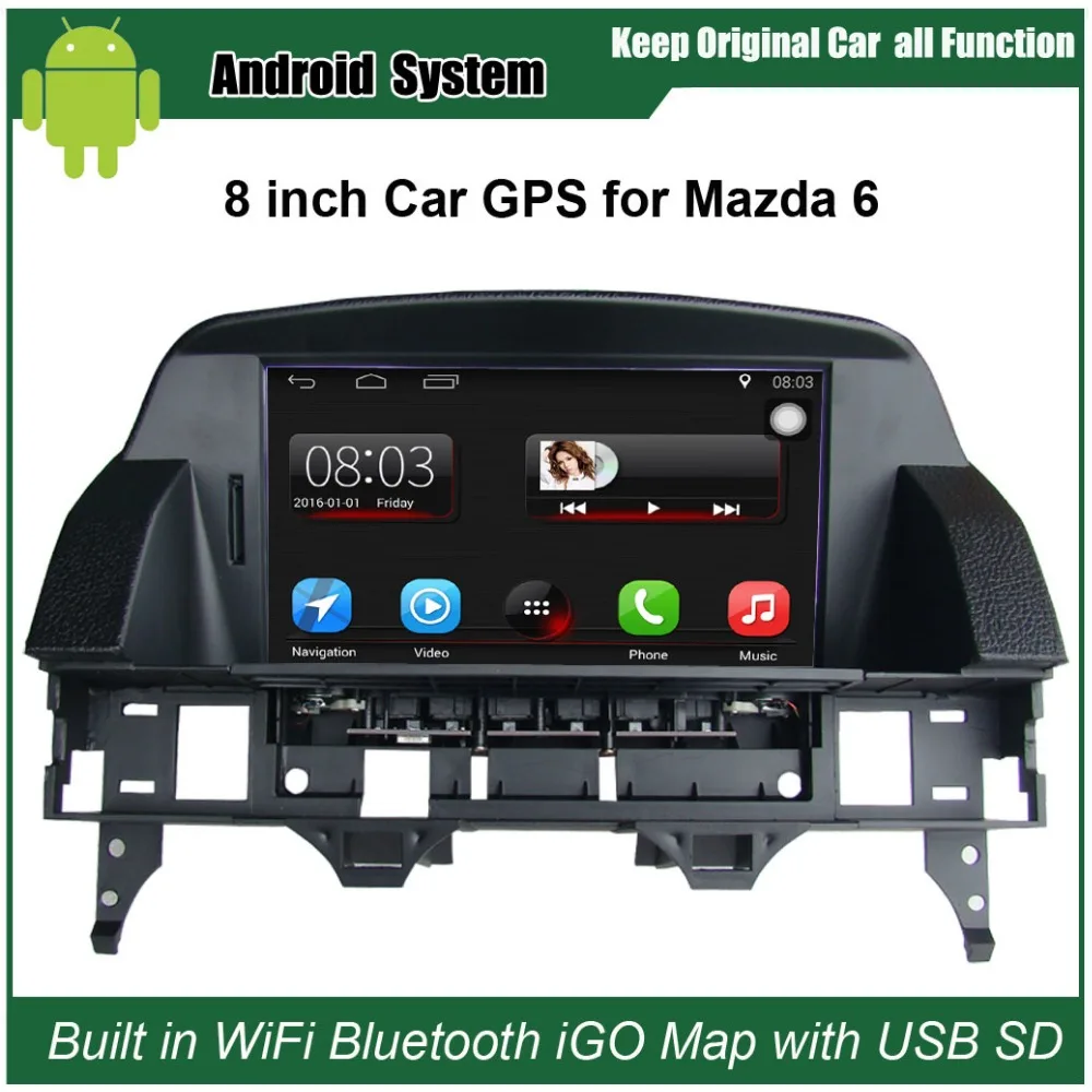 8 дюймов емкостный сенсорный экран автомобиля gps для Mazda 6 M6 2002-2008 Android система Поддержка WiFi смартфон Mirror-link Bluetooth