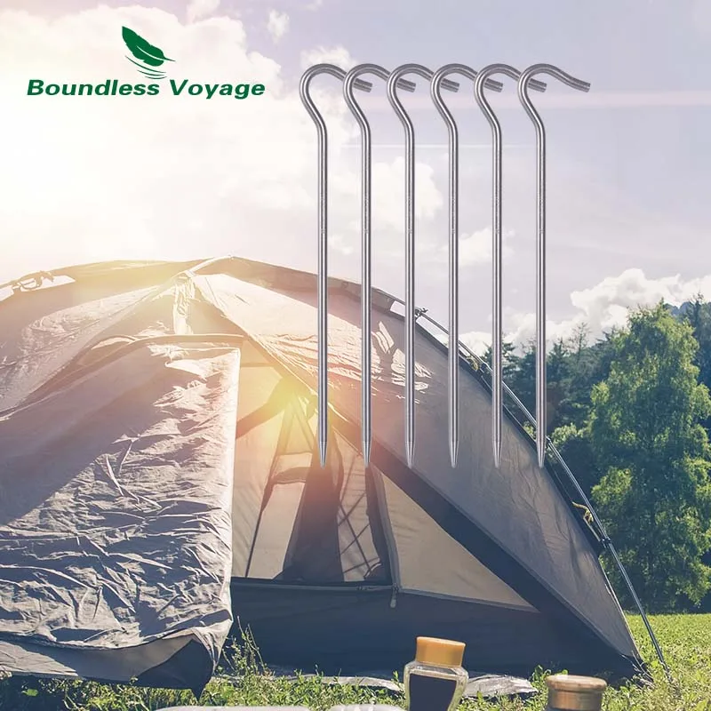 Tent Pegs Boundless Voyage Titanium Tent Pegs Camping Tent Nails Ultralight 20cm/16.5cm Stakes Portable Outdoor Canopy Grass Hardware camping tent accessories,camping tent fasteners