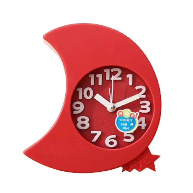 1pcs Cute Moon Shape Kids Desktop Alarm Clock Stereoscopic Digital