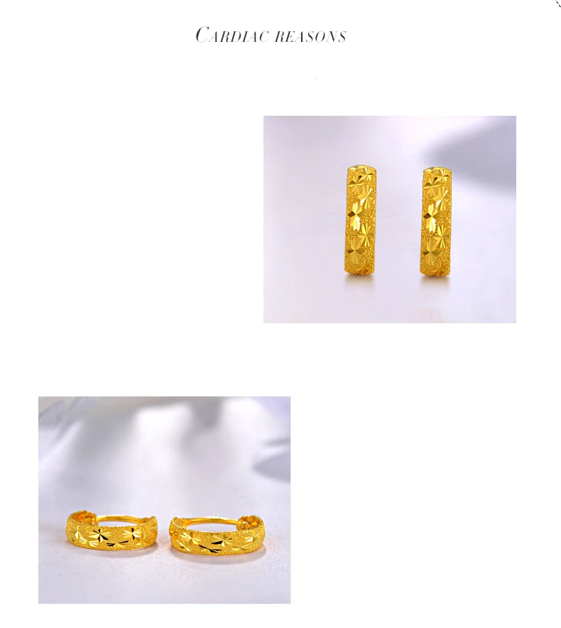 24K Pure Gold Earring Real AU 999 Solid Gold Earrings Beautiful