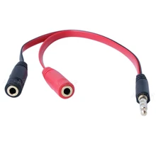 1pcs 3.5MM Jack Headhones Audio Cable Splitter One To Headphone Microphone Adapter Connector Cable 20cm