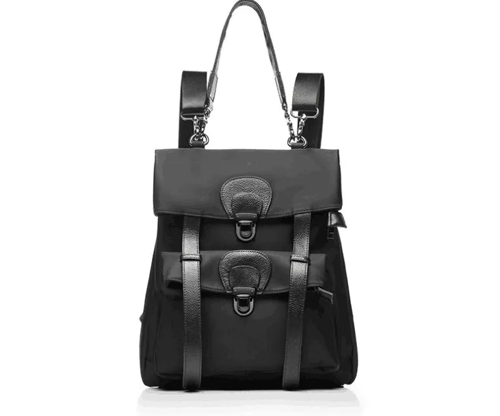 

Casual split leather +nylon women large rucksack outdoor travel bag