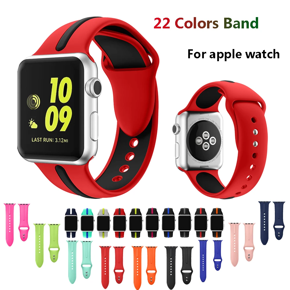 

Sport Silicone strap for Apple watch band 4 44mm 40mm 42mm 38mm Replacement rubber wrist bracelet belt iwatch series 3 2 1 bands