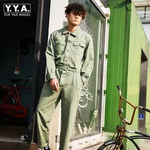 Высокое качество мужские свободные с длинным рукавом комбинезон бренд сафари карго брюки уличная работа костюм цельный комбинезон