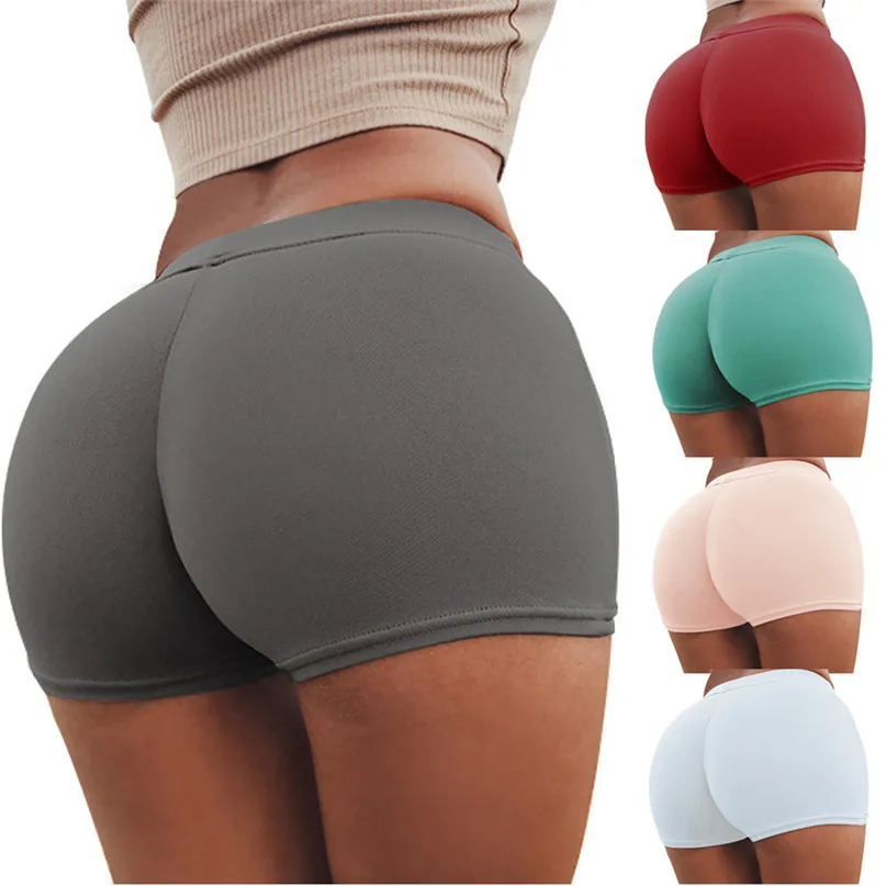 Summer Women Yoga Shorts Sports Pants Gym Workout Waistband Skinny Yoga Short Tighten Quick Dry Leggings Bottom #3j05 (2)