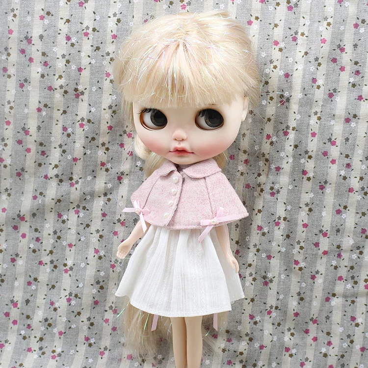 Blyth joint doll icy licca body розовый сладкий плащ и белое платье