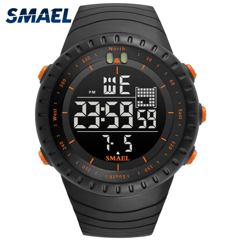 

SMAEL Digital Watch Electronics Waterproof Light Rubber Watchband Strap Male Clocks 1237 Stopwatch Digital Led Sport Men Watch