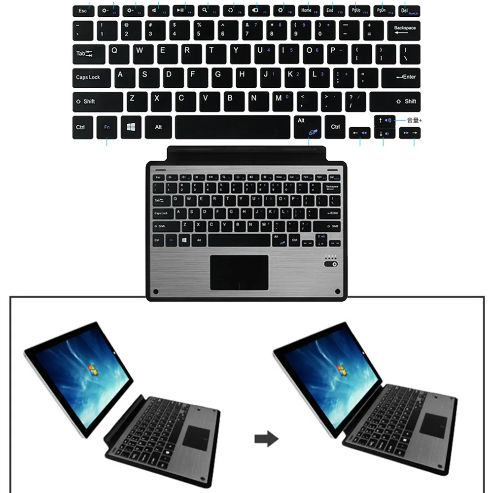 

Anti-slip Ultra Thin Bluetooth Touchpad Keyboard for Microsoft Surface Pro 3 /4/5 Aluminum Alloy Quiet Typing Trackpad Keyboard