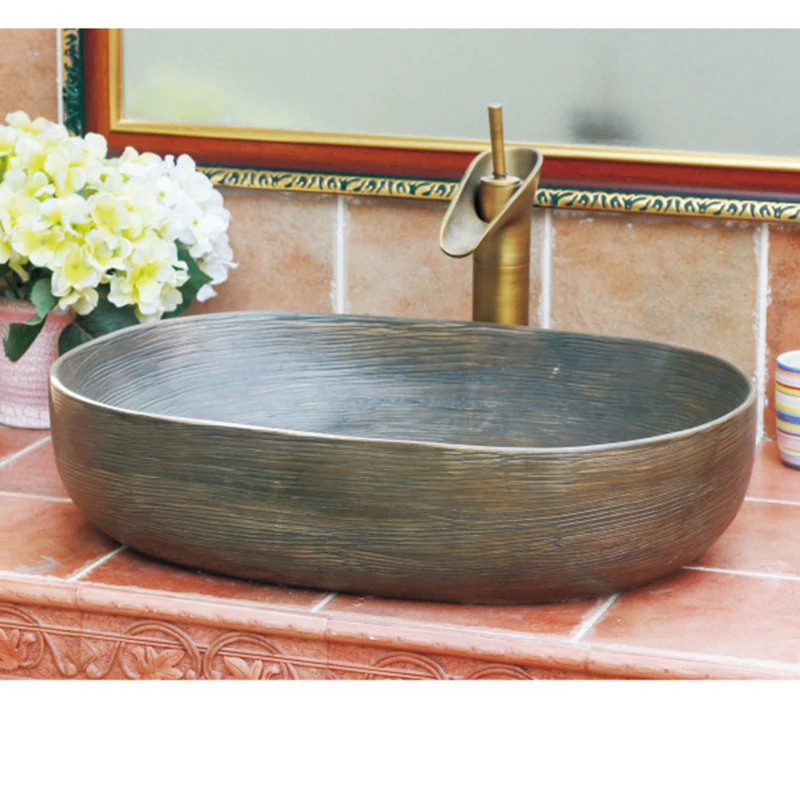 

Rectangle Above Counter Porcelain Ceramic Bathroom Vessel Vanity Sink Art Basin