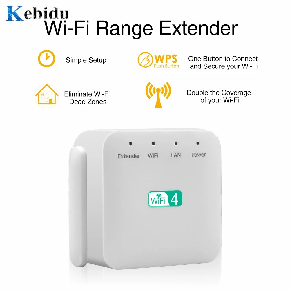 

Kebidu 300Mbps WiFi Repeater Amplifier WiFi Extender Network Amplifier Repeater Extender WIFI Ap Wps Router WIFI Signal Boosters