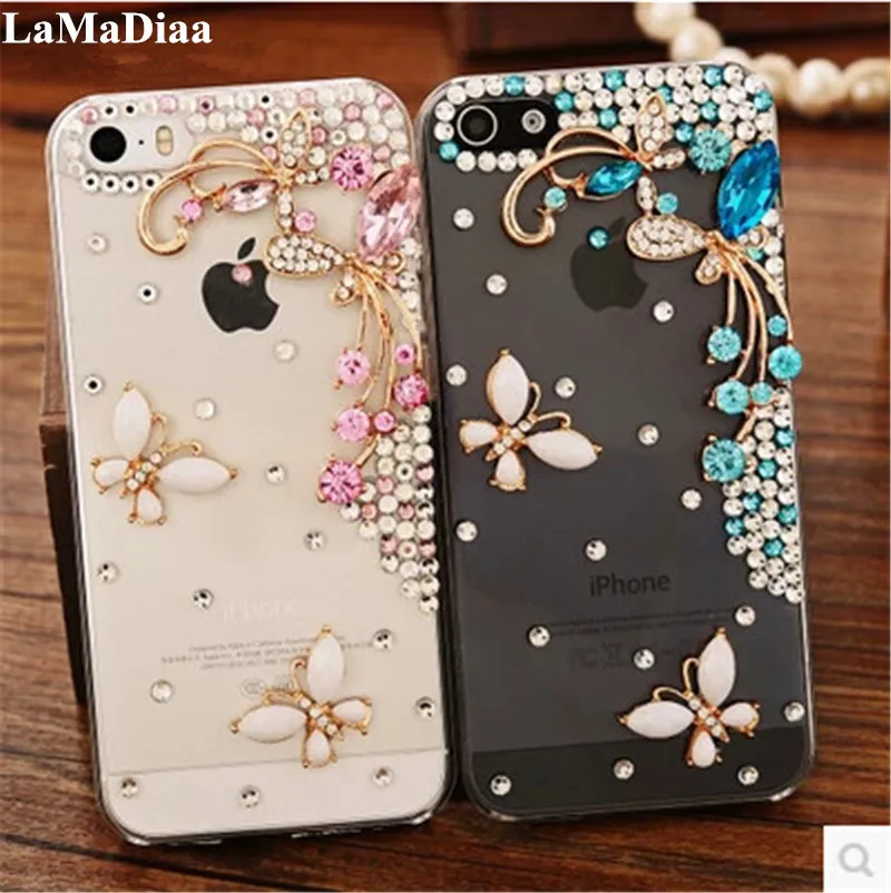 

LaMaDiaa Case For iphone 11 Pro X XS Max XR 6 6s 7 8 Plus Luxury Bling Rhinestone Diamond Butterfly Transparent Soft Phone Case