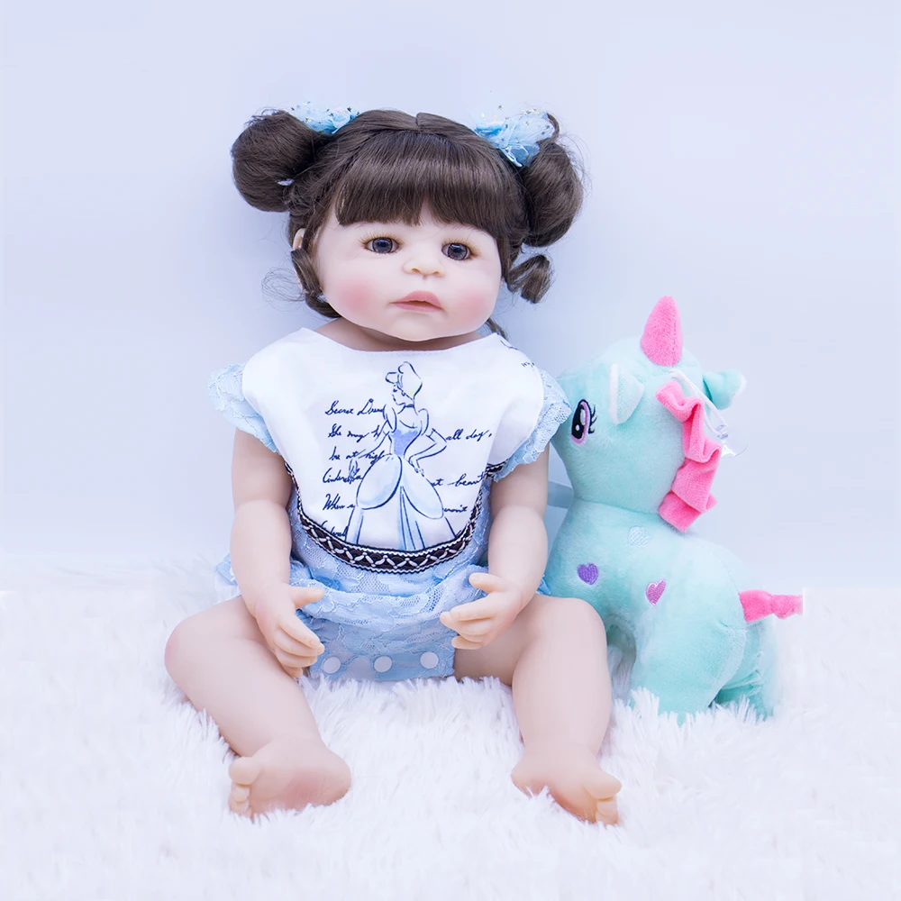 

22'' big eyes 0-6Month bebe reborn girl doll Lifelike brown eyes newborn Baby Bonecas kid gift toy girl silicone reborn dolls