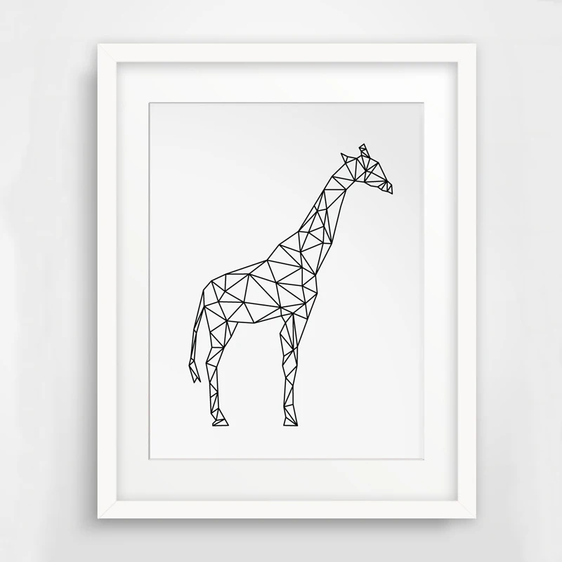 Minimalist Giraffe Geometric Canvas Painting Print Poster ...