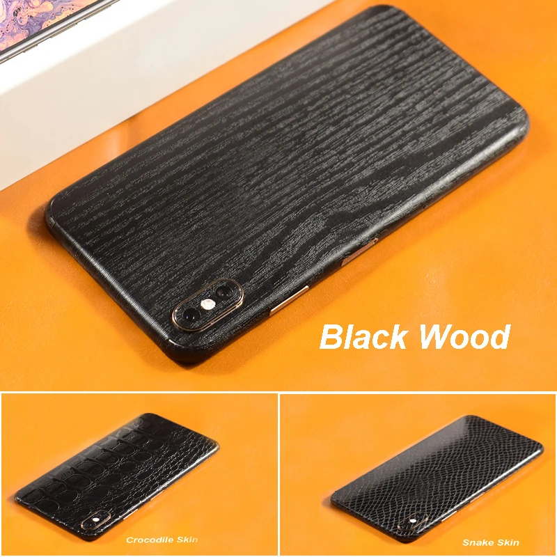 3D Carbon Fiber  Leather Wood Skins Protective Phone Back Cover Sticker For iPhone XS MAX XS X 8 Plus 7 6 6S Plus Back Sticker (26)