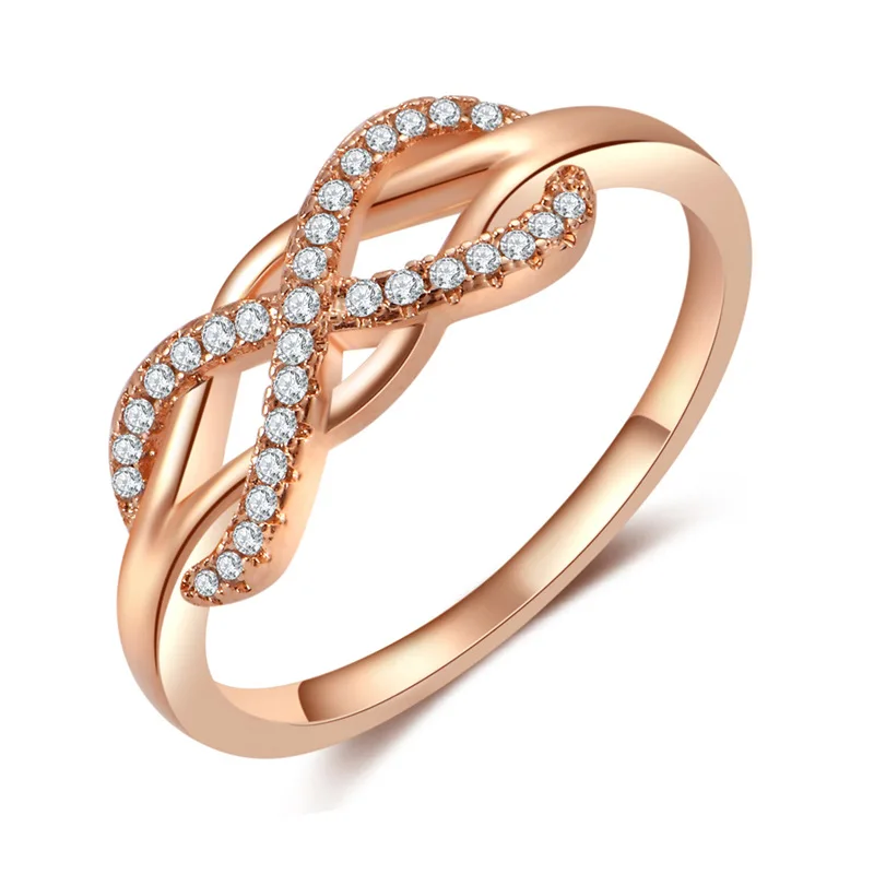 

luxury rose gold & silver Wave Initial Letter Rings for women Romantic Wedding Pink Crystal CZ zirconia Love rings Gifts Jewelry