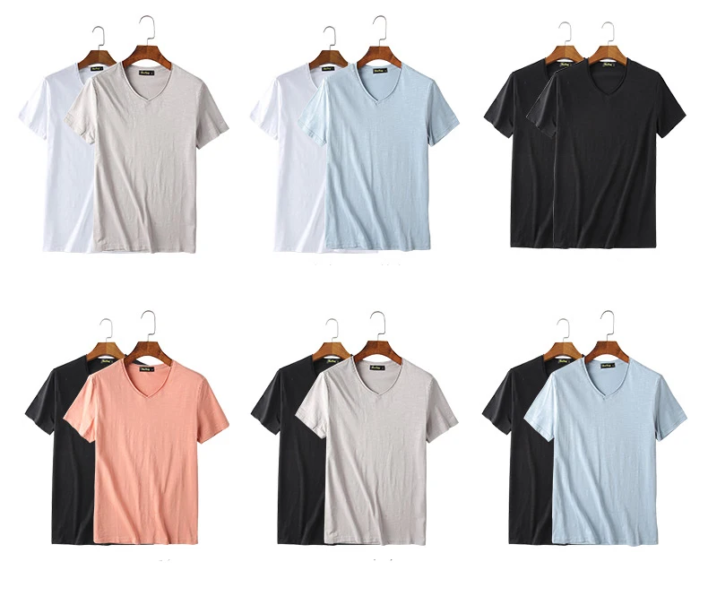 2pcs Blank T Shirt Men Fashion T-Shirt Short Sleeve Solid Casual Cotton Homme Tee Shirt 3XL 2018 New Arrive Summer Clothes (10)