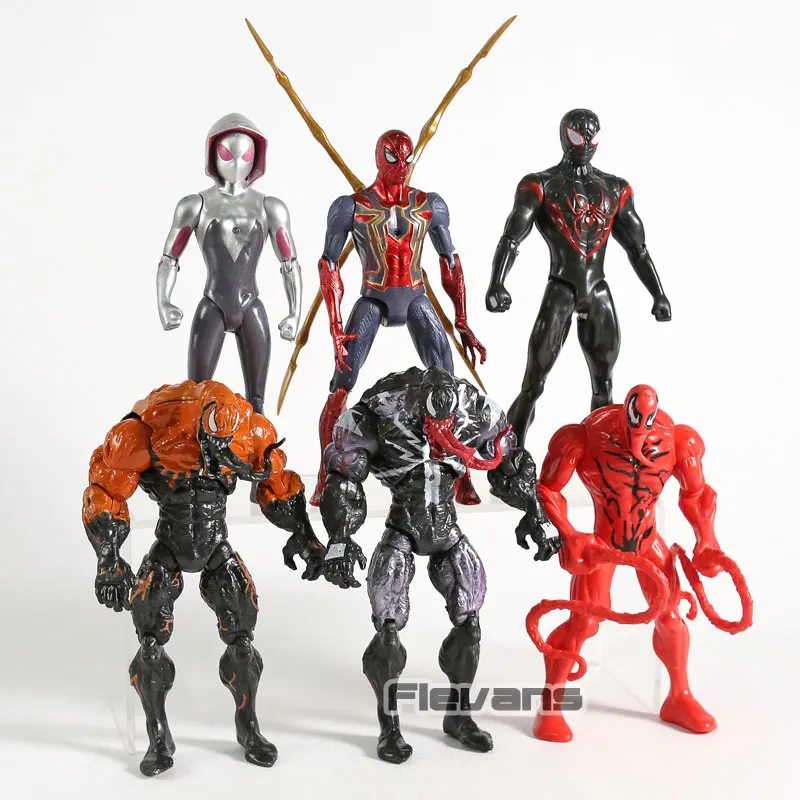 Marvel Человек паук Venom бойню миль Morales Гвен Стейси Супер Герои движущиеся Фигурки Коллекционная модель игрушки 6 шт./компл