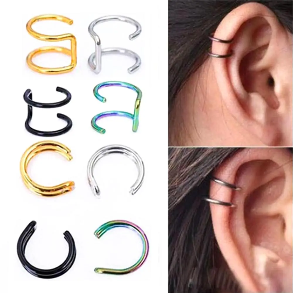 

IPARAM 1 Pc New Punk Rock Style Earrings Without Piercing Holder Hollow U Pattern Statement Jewelry Neutral 4 Colors