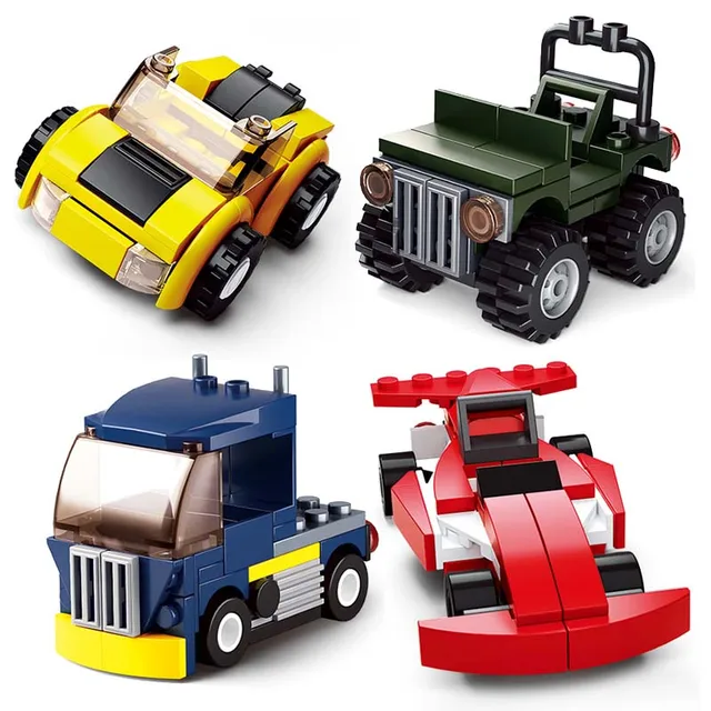 sluban city series city police train taxi school bus tram jeep truck