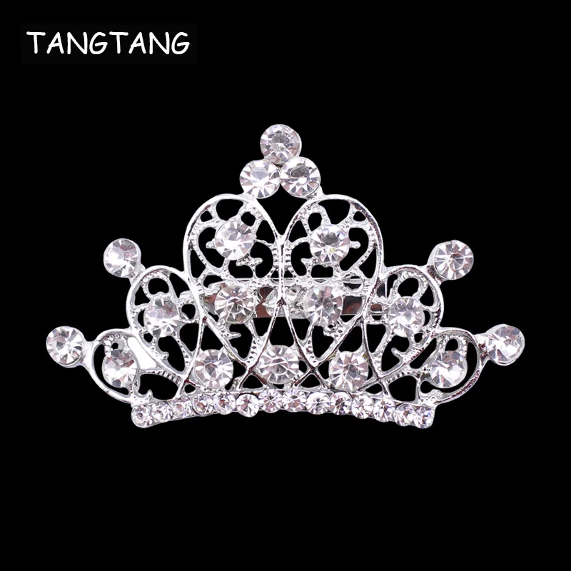 

Silver Tone Rhinestone Classic Crown Brooch Hollow Jewelry Pin For Wedding Accessories Fashion Trendy Sweater Ornaments, BH8310