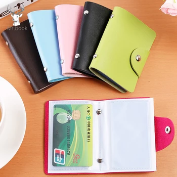 

Credit Card Holder 24 Bits Card Case Random Color Korean Style Portable Business ID Name Card Organizer Holder for Plastic Cards