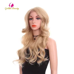 Golden Beauty 24inch Loose Wave Wig Long Synthetic Hair Lace Front Wigs Side Part Ombre Brown Blonde Cosplay Wigs for Women Golden Beauty 24inch Loose Wave Wig Long Synthetic Hair Lace Front Wigs Side Part Ombre Brown Blonde Cosplay Wigs for Women