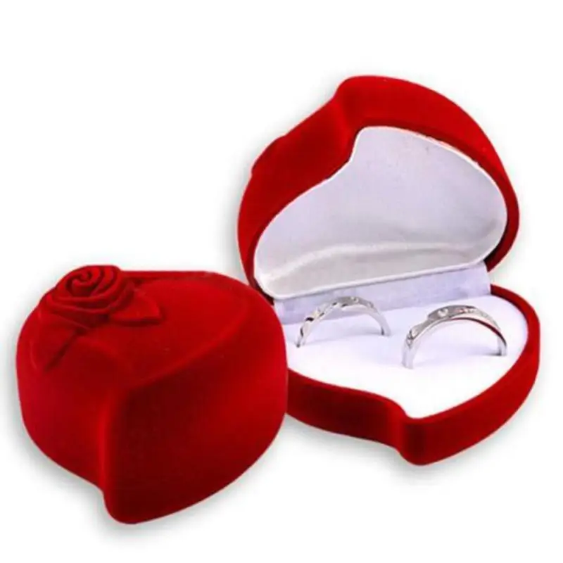 Bo/îte /à Bijoux Coffret Velours Rose c/œur avec poign/ée Rose