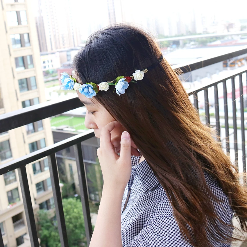 

Handmade Floral Crown Flower Headband Hair Garland Wedding Headpiece Headwear Flower Girls Bridal Headdress Hair Accessories