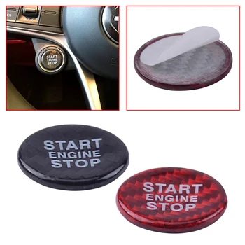 

CITALL Car Auto Engine Start Stop Button Switch Cover Trim Carbon Fiber Red/Black Fit for Alfa Romeo Giulia 2017