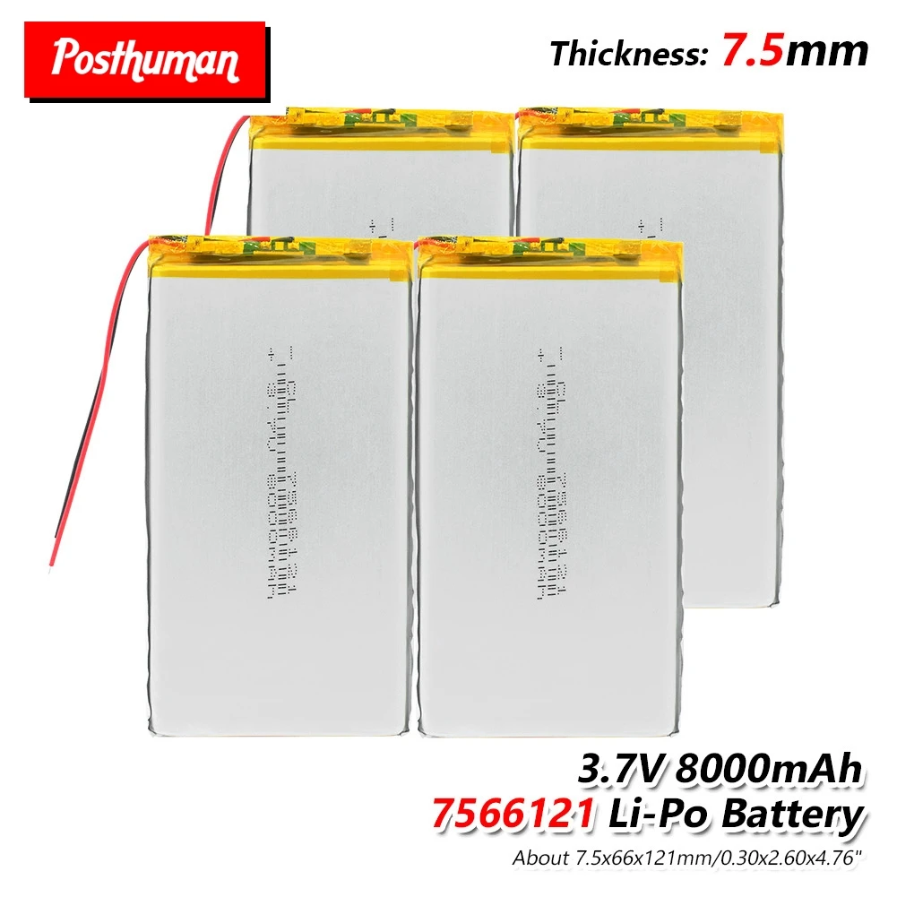 

3.7V 8000mAh Lipo Battery 7566121 For Tablet MID GPS Electric Toys 1/2/4Pcs Electric toys Monitoring & Medical Equipment