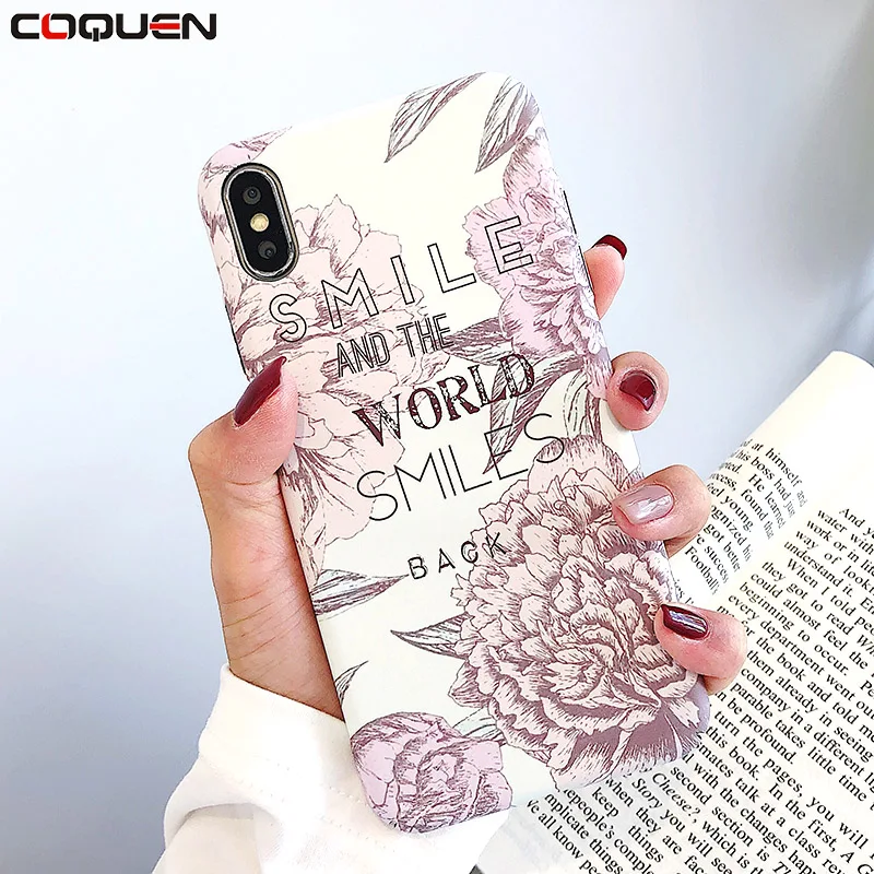 

COQUEN Shockproof Cute Case For iPhone 7 8 Flower Hard Phone Cases Thin Luminous For Apple iPhone 8 Plus 6 S X XS Max XR Case On