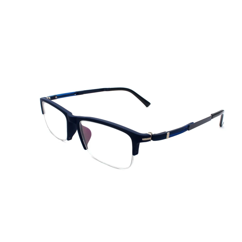 Handoer P9163 полная оправа и половина бесконтактная оптическая рамка очки оправа для мужчин очки оптическая рамка рецепта - Цвет оправы: Blue Half Rim