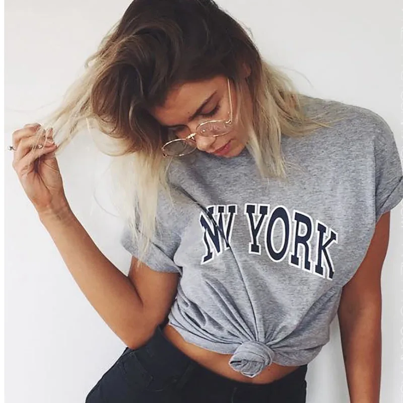 

Women T-shirt New York Printed Kawaii Top Tops Tshirt Tee Funny Fashion Vogue Cartoon T Shirt Harajuku Tee Tumblr