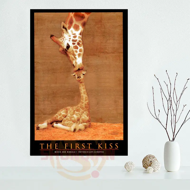 Buy 2015 New Giraffes First Kiss HD Poster Customized