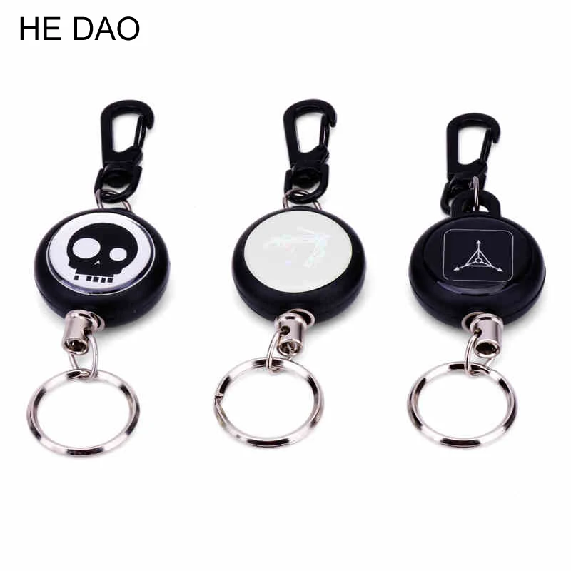 

High Strength Steel Wire Pull Keyring Tag Card Holder Recoil Belt Metal Badge Retractable Reel Id Badge Holders