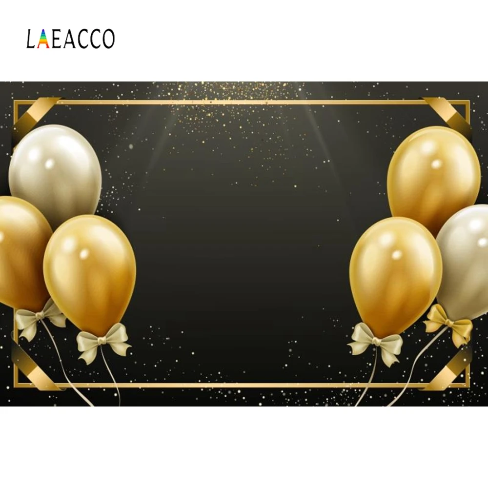 

Laeacco Golden Gray Balloons Party Backdrop Portrait Photography Backgrounds Customized Photographic Backdrops for Photo Studio