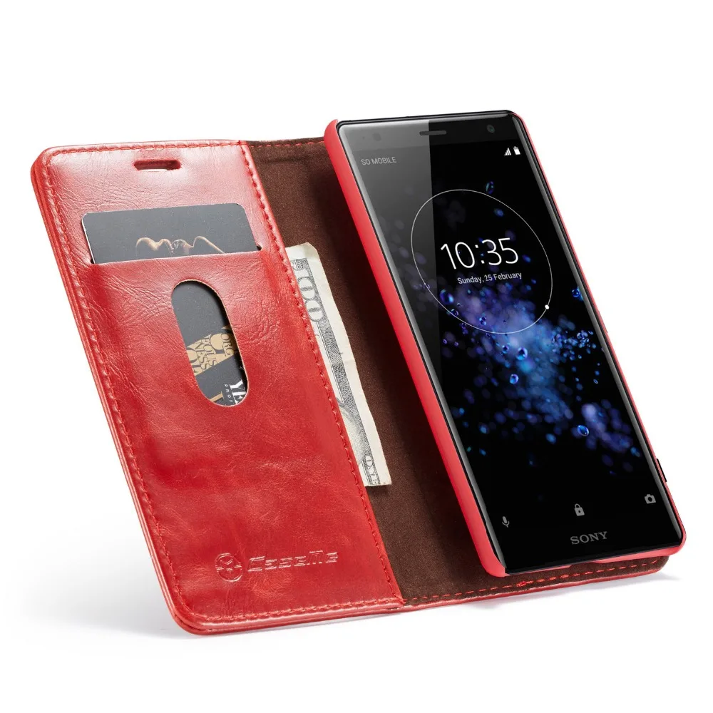 Роскошные Crazy Horse Магнит Флип Бумажник кожаный чехол для sony Xperia XZ2 Стенд Крышка