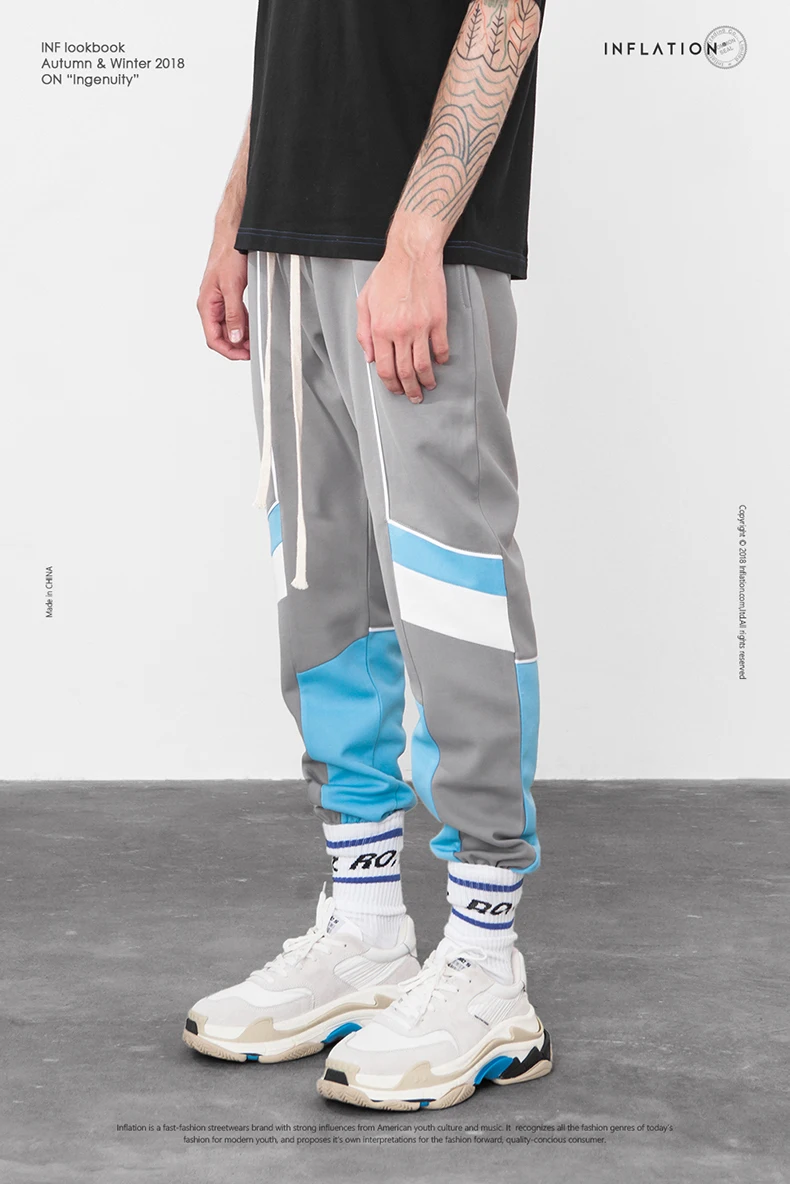 INFLATION, новая коллекция, осенние спортивные штаны для бега, пэчворк, в стиле хип-хоп, уличная одежда, повседневные брюки для мужчин и женщин, 8850W