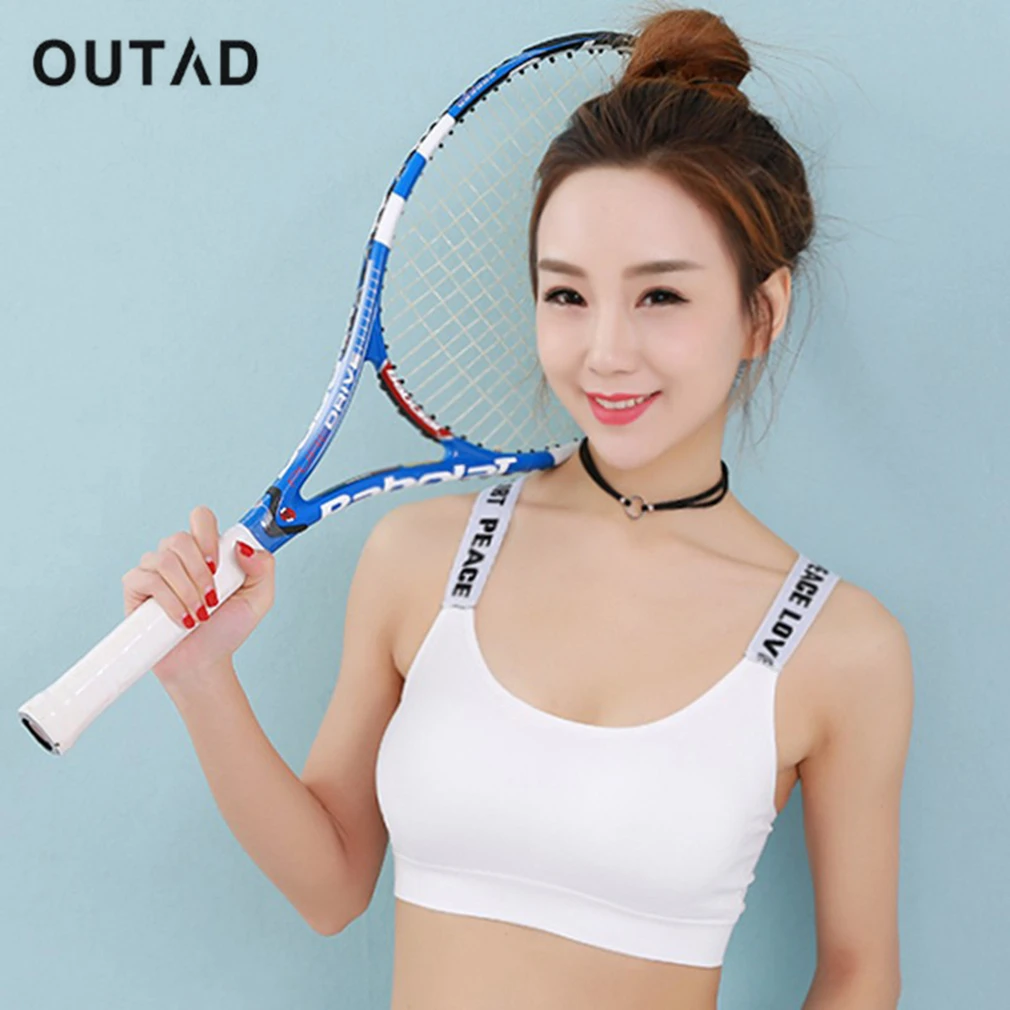 OUTAD Sports Gym Bra Tight Elastic Backing Tape English Letter Push Up