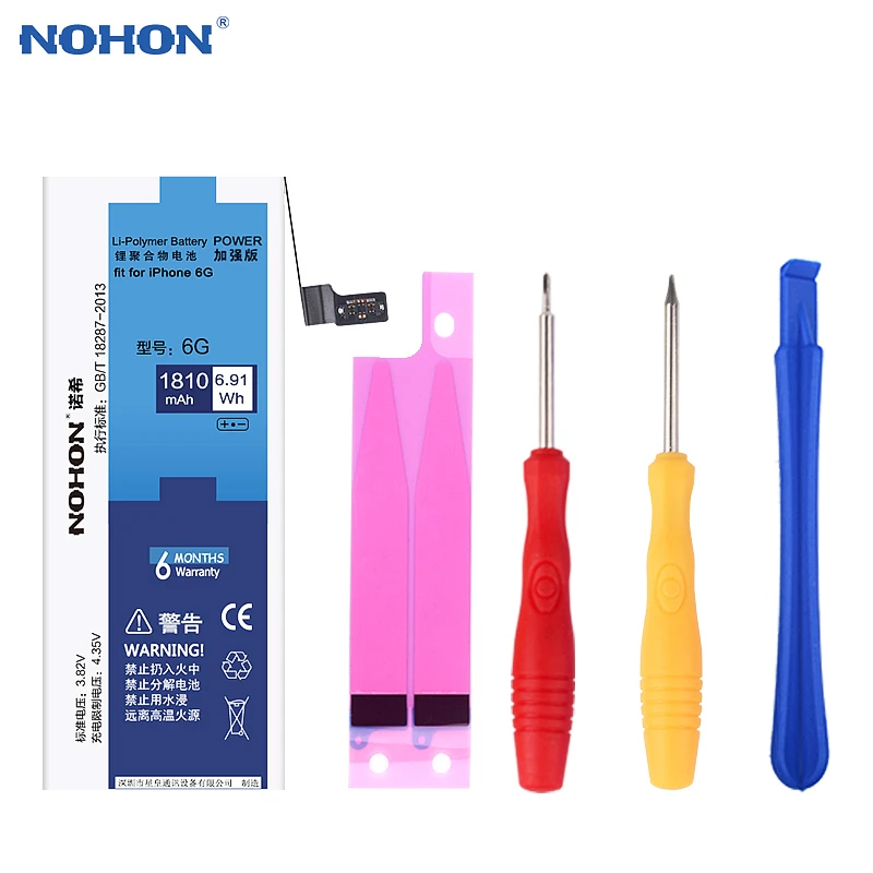 For iPhone 6 100 NOHON 1810mAh High Quality New Phone Battery For iPhone 6 Built