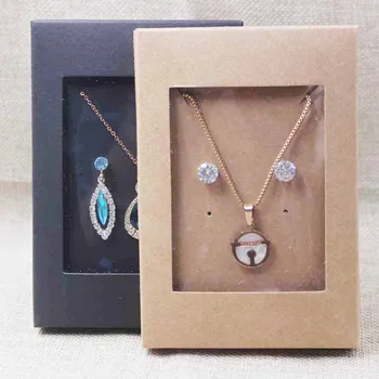 

2018 Deluxe necklace with earing jewelry set package& display box with clear pvc window,candy/wedding favors display package box