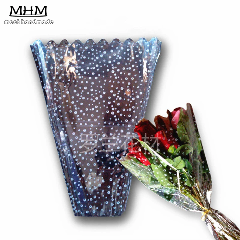 

50pcs Flower Wrapping Paper Silver Single Branch Bag OPP Waterproof Cellophane Fresh Bouquet Packaging Florist Decoration