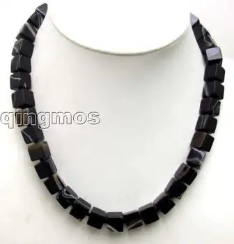 

Big 10mm Black Square stripe Stone 18" necklace-nec5659